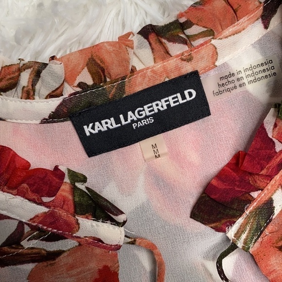 Karl Lagerfeld sleeveless floral chiffon style blouse - Picture 3 of 6